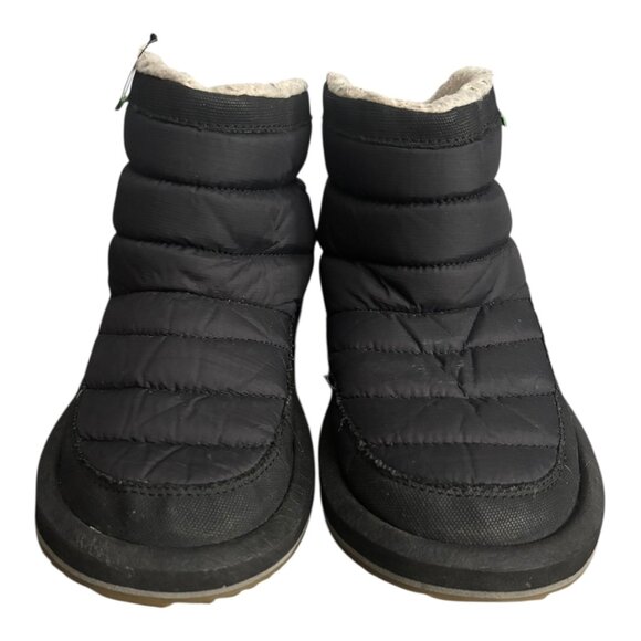 Cozy Warm Sanuk Black Quilted Flats | Puffer Shoes - Picture 2 of 10